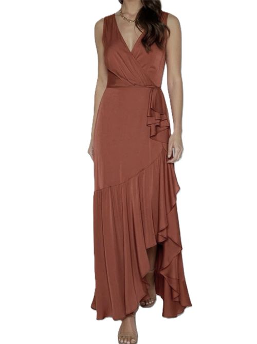 Pigalle Maxi Length Sleeveless nutmeg Silk 95 Five | 26055N92 NUTMEG